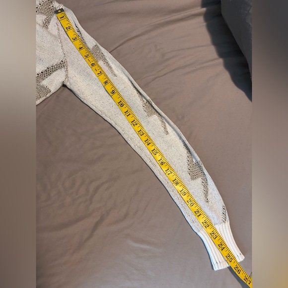 Free People Lightening Bolt Sweater Cream/Tan Size S Rare - Picture 10 of 10